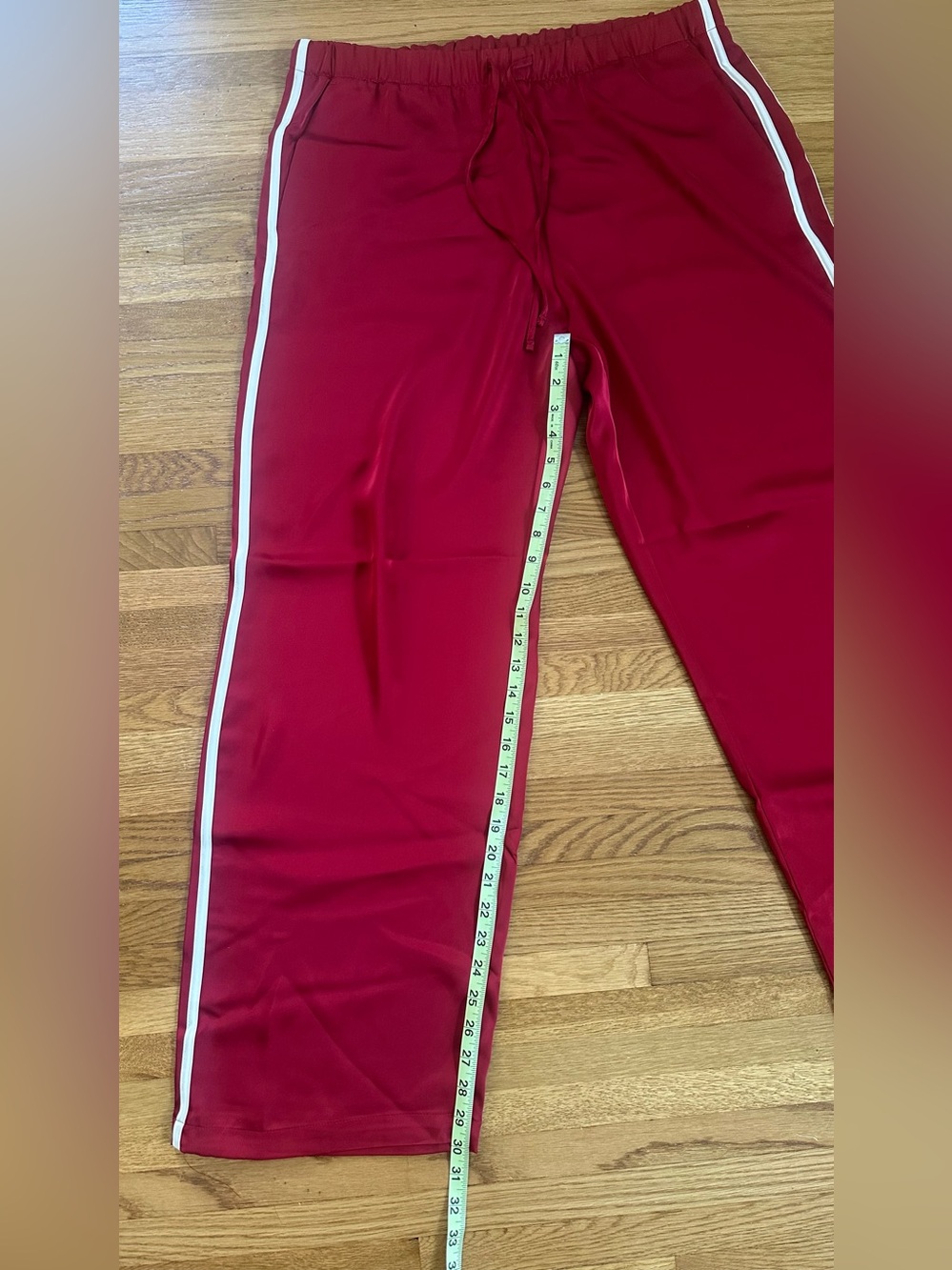 GAP Red Satin Wide-Leg Track Pants with Side Stripes TALL - Picture 8 of 8